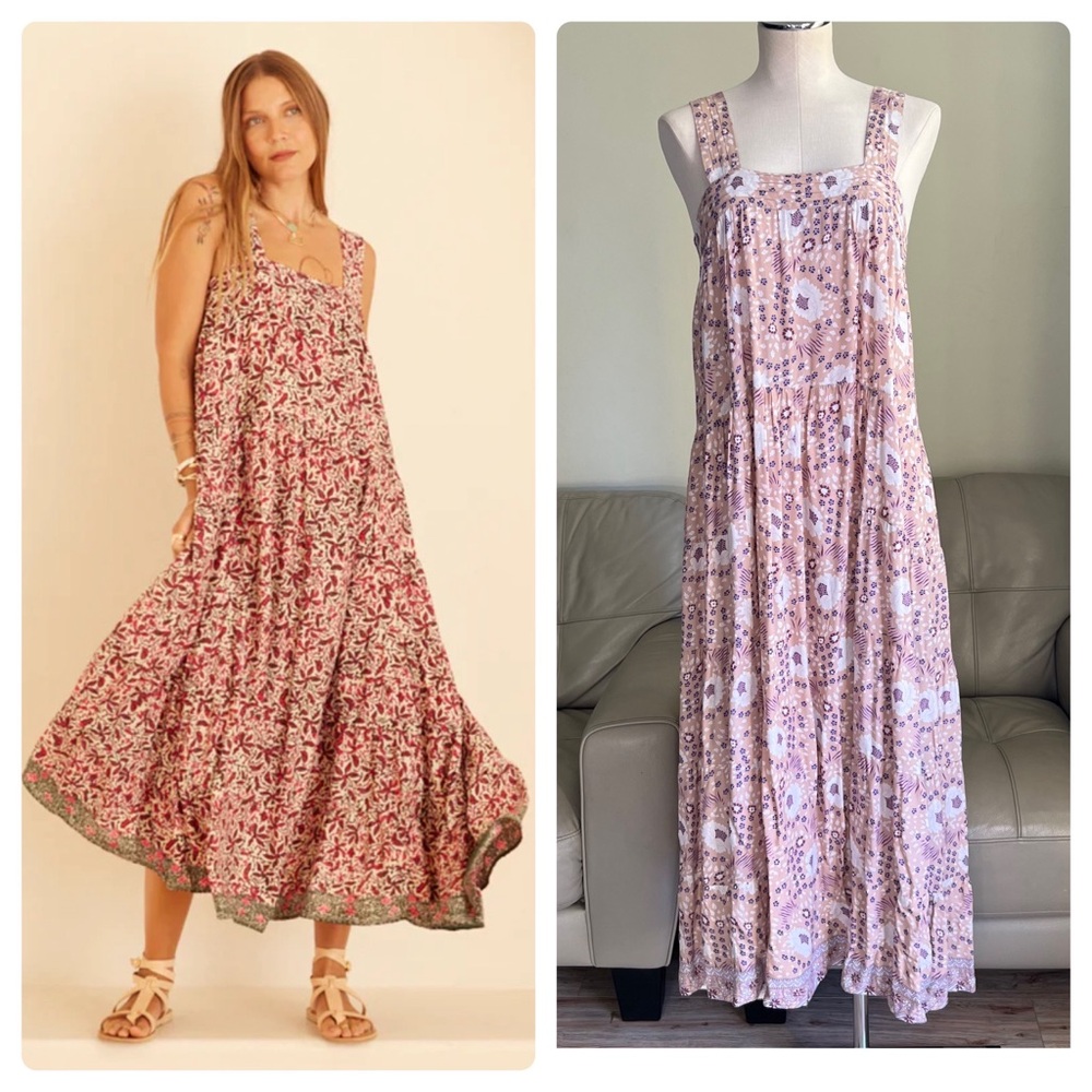 Natalie Martin Jasmine Maxi Dress Sz Small Boho Tiered Floral Summer Long Dress